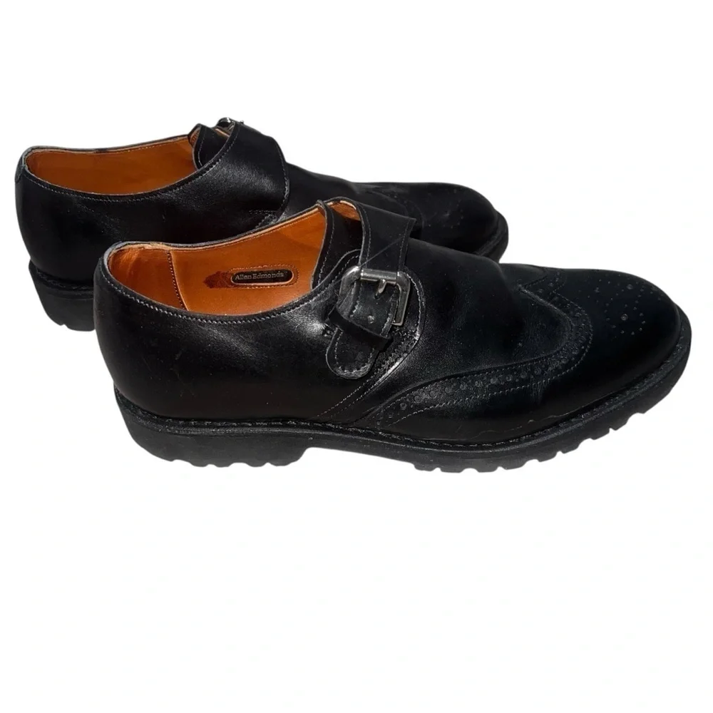EUC Allen Edmonds Men’s Black Tate Leather Monk Strap Oxfords Dress Shoes Size 8